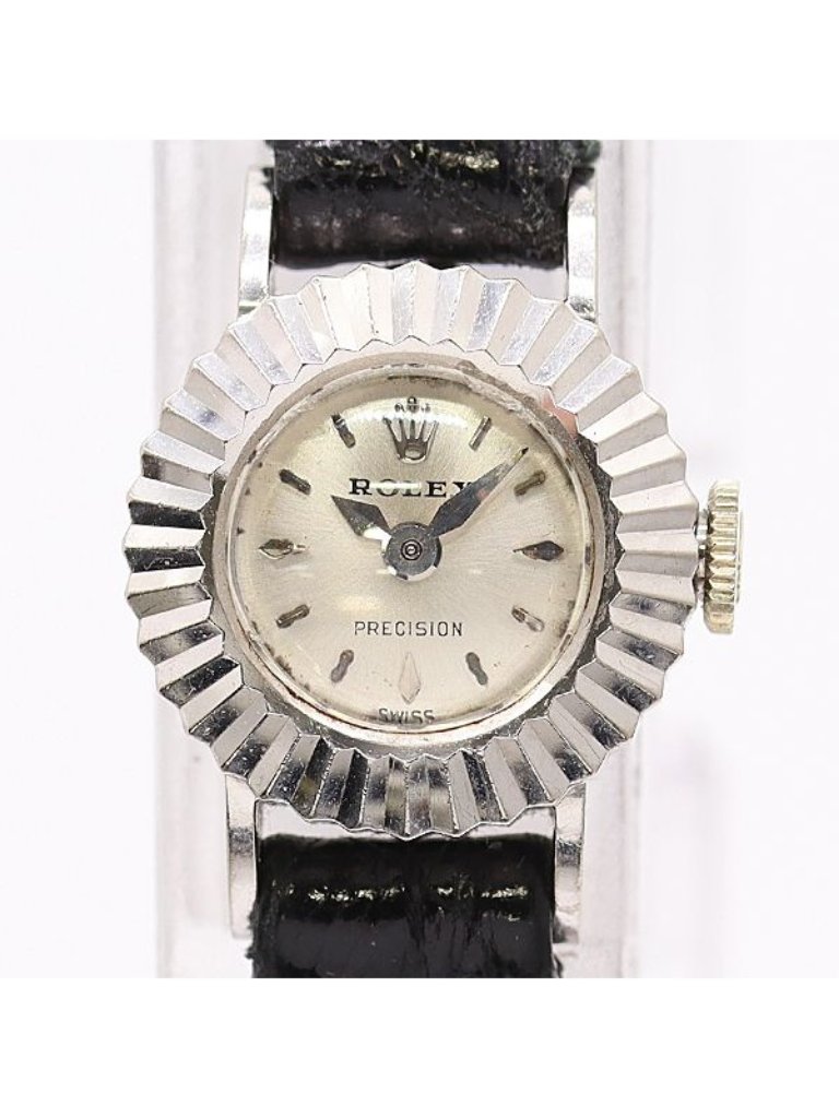 Rolex Precision 18k Hand Wound Silver Dial Watch